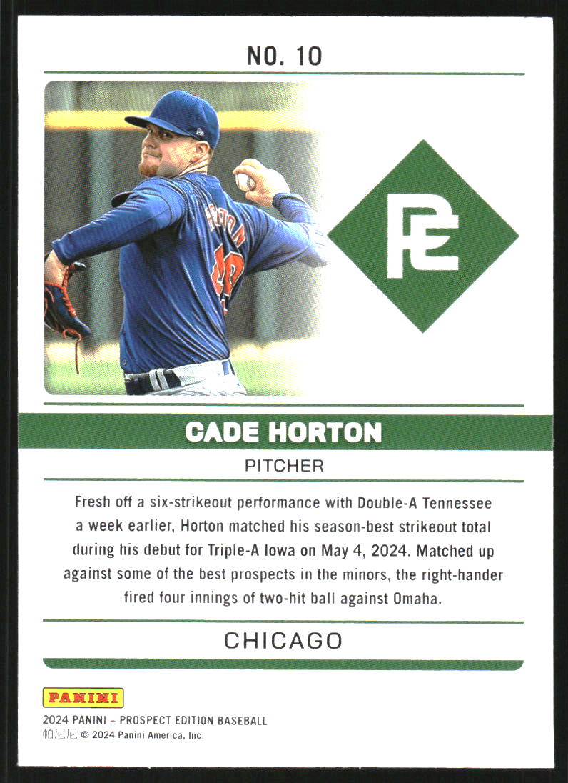 2024 Panini Prospect Edition Domination Green #10 Cade Horton