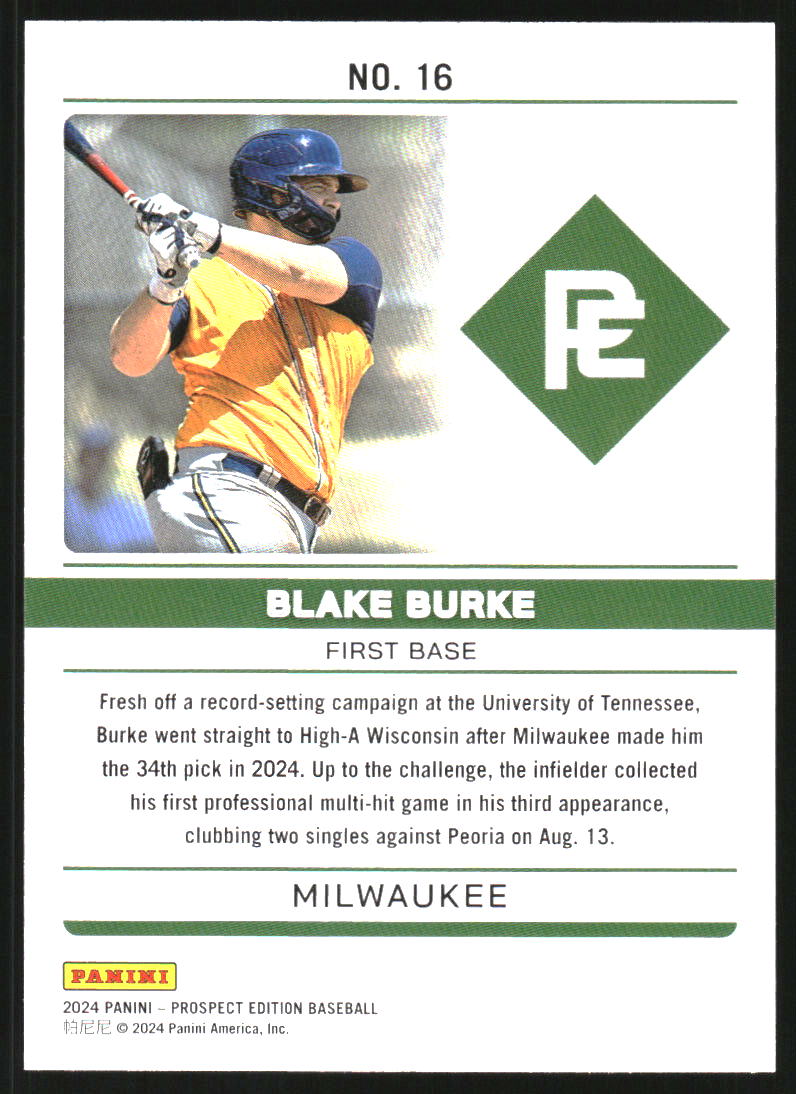 2024 Panini Prospect Edition Domination Green #16 Blake Burke
