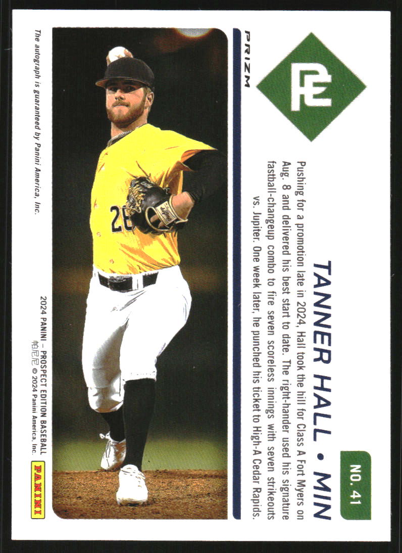 2024 Panini Prospect Edition Holo Prospect Ticket Signatures Green #41 Tanner Hall Auto