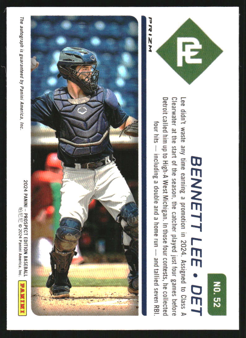 2024 Panini Prospect Edition Holo Prospect Ticket Signatures Green #52 Bennett Lee Auto