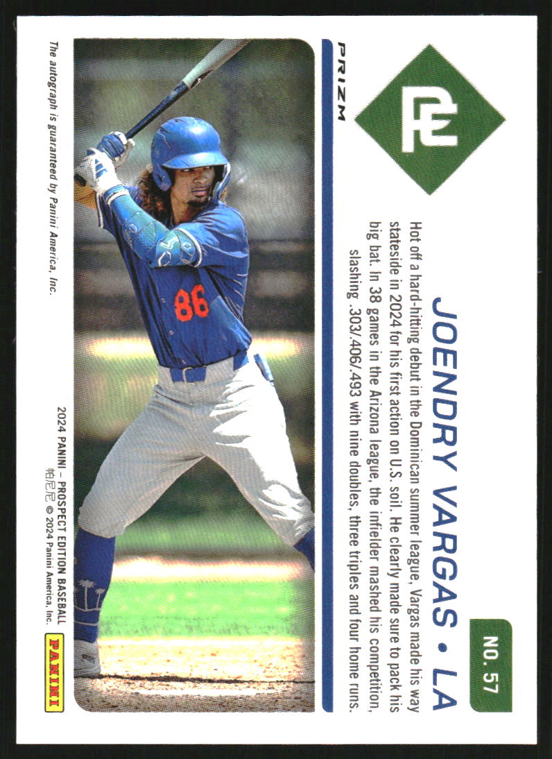 2024 Panini Prospect Edition Holo Prospect Ticket Signatures Green #57 Joendry Vargas Auto