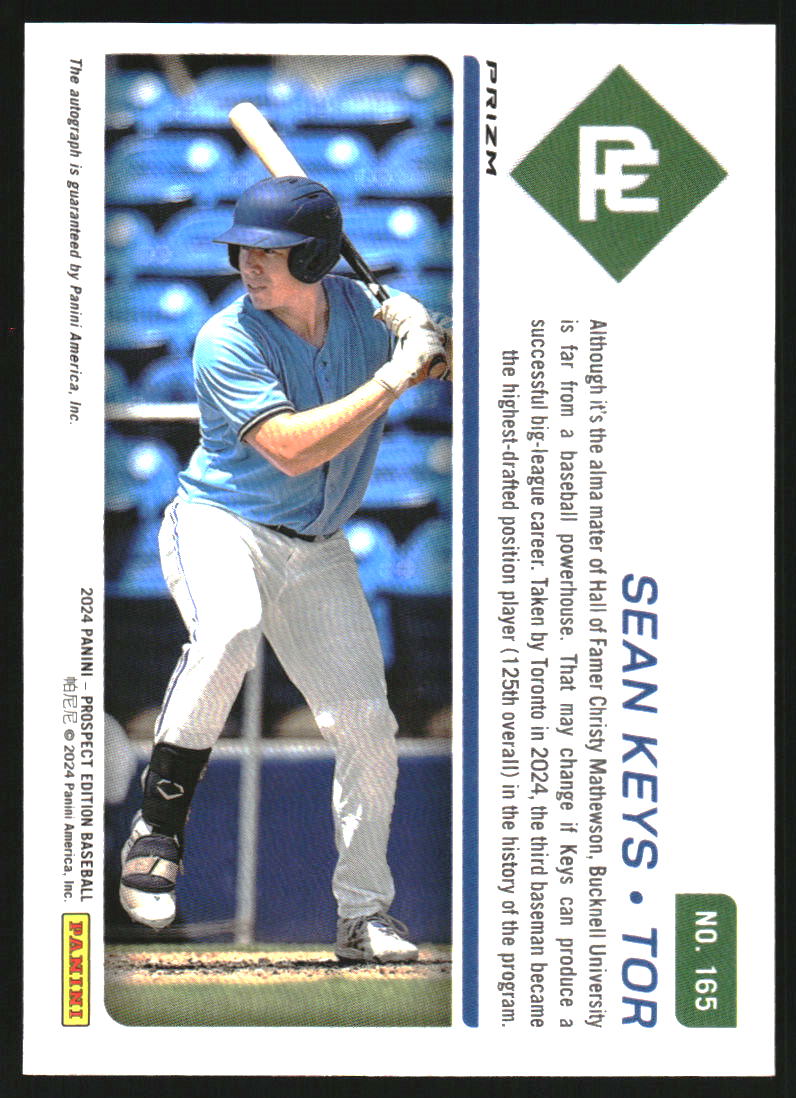 2024 Panini Prospect Edition Holo Prospect Ticket Signatures Green #165 Sean Keys Auto