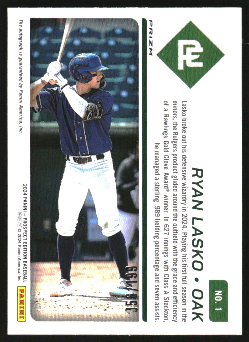 2024 Panini Prospect Edition Holo Prospect Ticket Signatures Red #1 Ryan Lasko