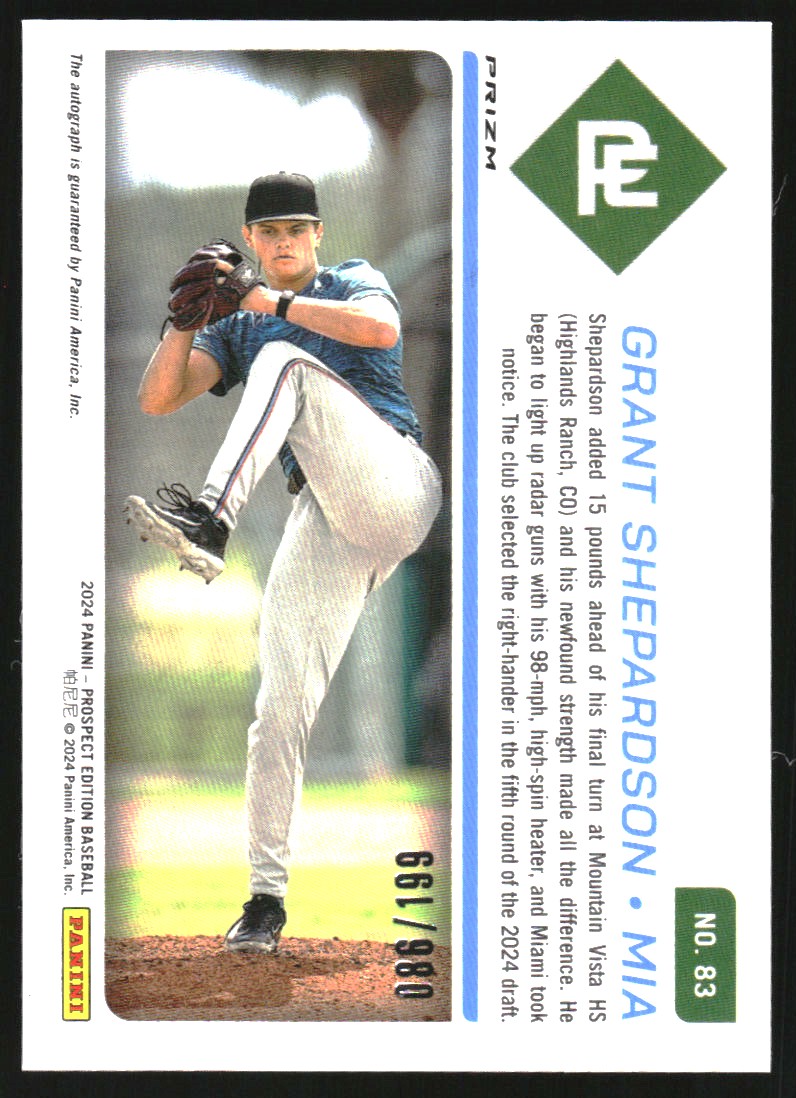 2024 Panini Prospect Edition Holo Prospect Ticket Signatures Red #83 Grant Shepardson