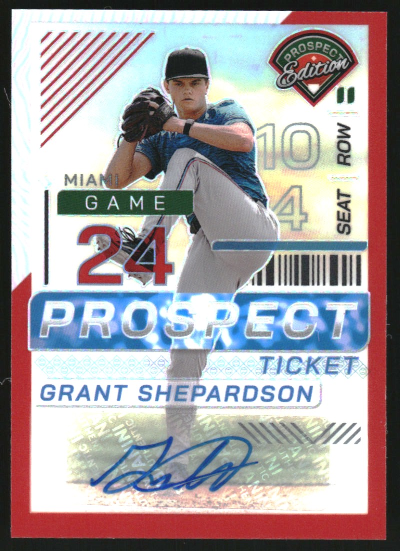 2024 Panini Prospect Edition Holo Prospect Ticket Signatures Red #83 Grant Shepardson
