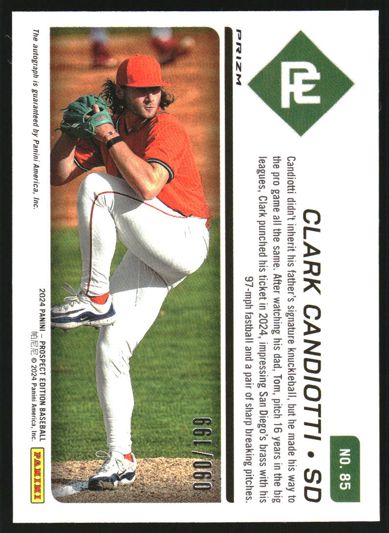 2024 Panini Prospect Edition Holo Prospect Ticket Signatures Red #85 Clark Candiotti Auto /199