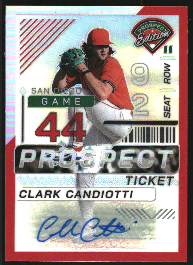 2024 Panini Prospect Edition Holo Prospect Ticket Signatures Red #85 Clark Candiotti Auto /199