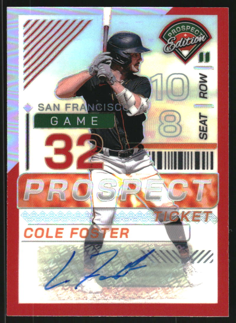2024 Panini Prospect Edition Holo Prospect Ticket Signatures Red #94 Cole Foster Auto /199