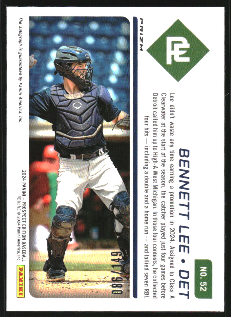 2024 Panini Prospect Edition Holo Prospect Ticket Signatures Blue #52 Bennett Lee Auto /149
