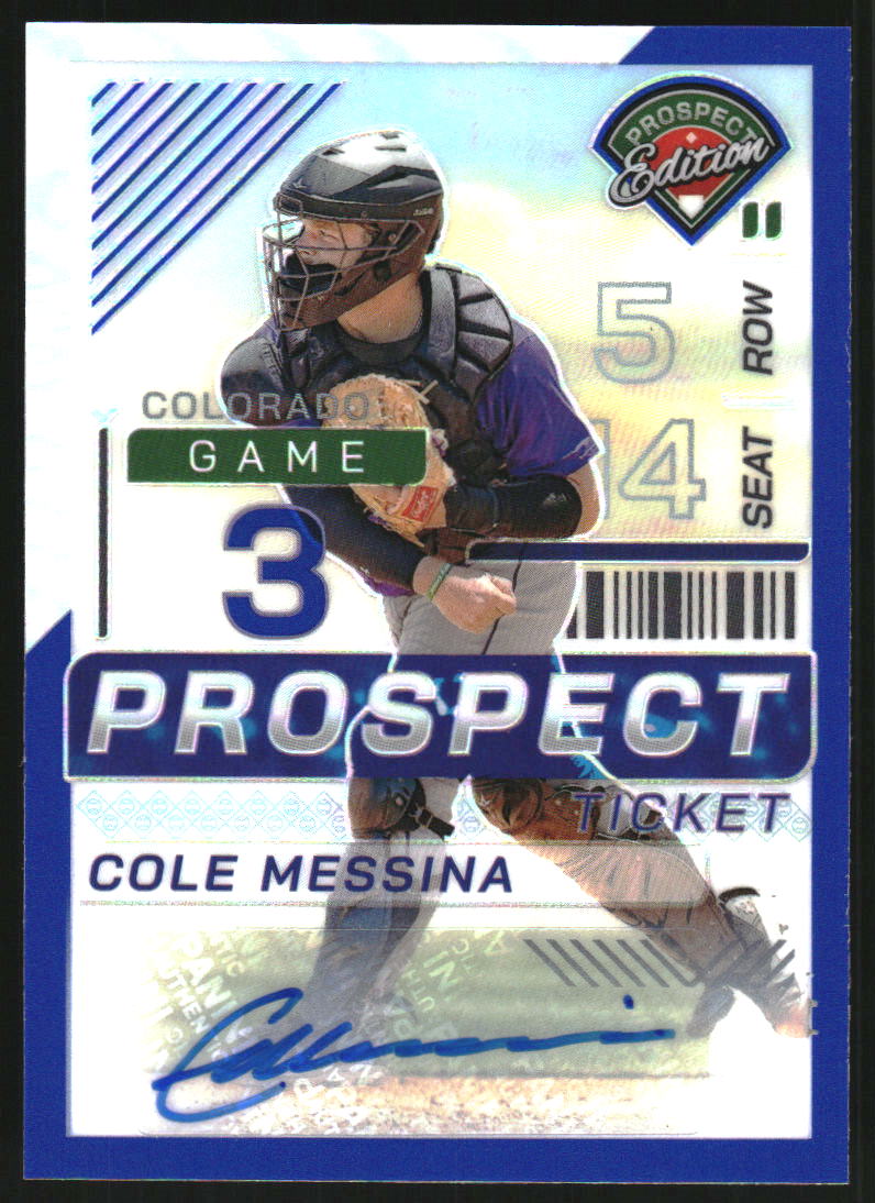 2024 Panini Prospect Edition Holo Prospect Ticket Signatures Blue #95 Cole Messina Auto /149
