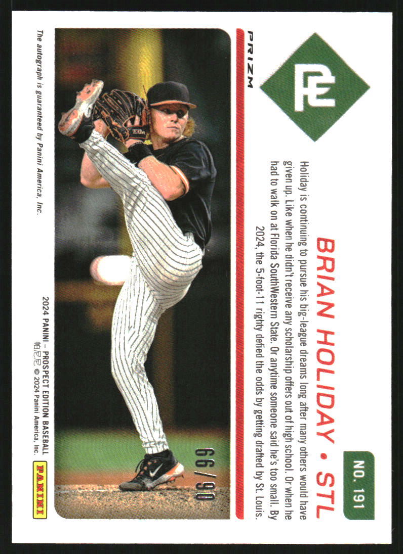 2024 Panini Prospect Edition Holo Prospect Ticket Signatures Red Power #191 Brian Holiday Auto /99