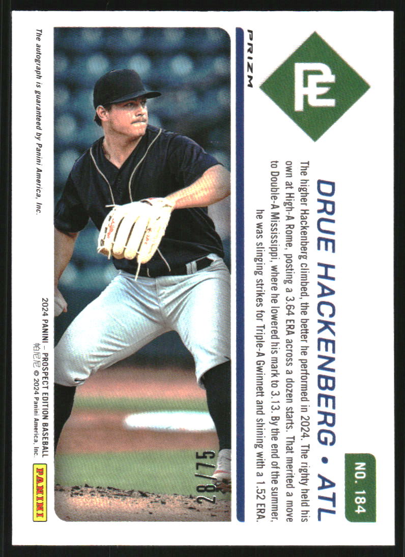 2024 Panini Prospect Edition Holo Prospect Ticket Signatures Blue Wave #184 Drue Hackenberg Auto /75