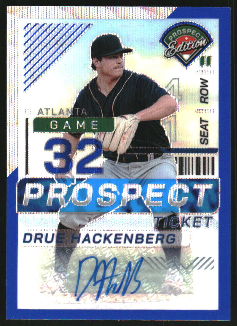 2024 Panini Prospect Edition Holo Prospect Ticket Signatures Blue Wave #184 Drue Hackenberg Auto /75