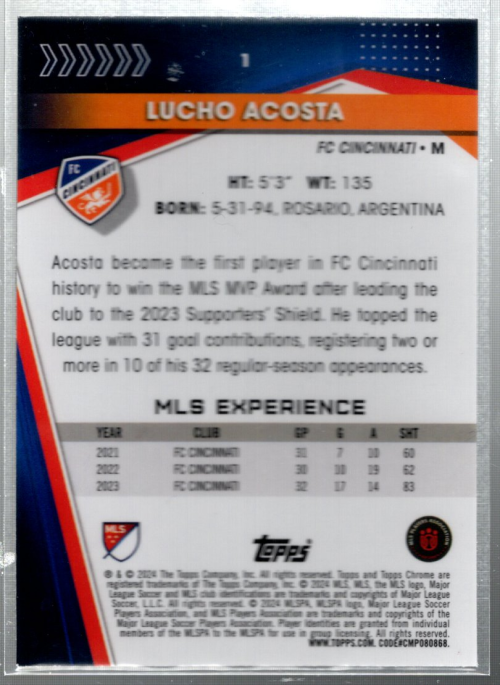 B6428- 2024 Topps Chrome MLS Soccer Card #s 1-200 -You Pick- 15+ FREE US SHIP - Picture 3 of 7