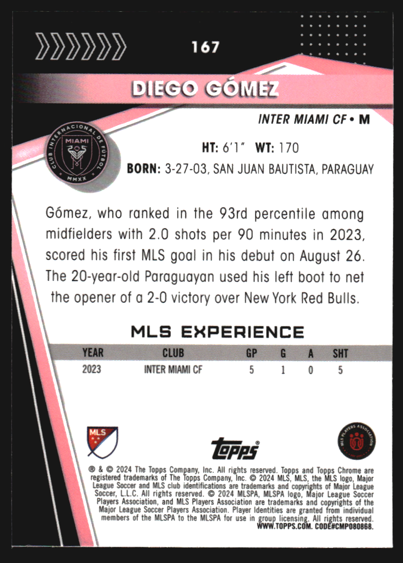 2024 Topps Chrome MLS #167 Diego Gomez