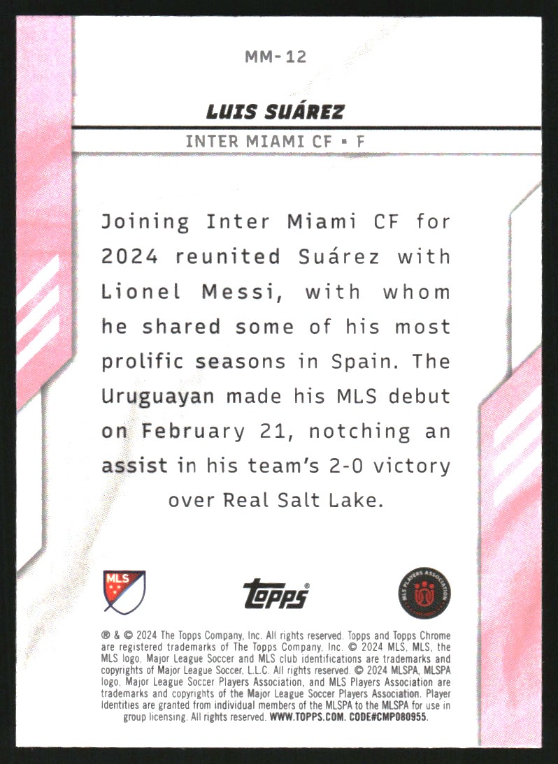 2024 Topps Chrome MLS Memory Makers #MM12 Luis Suarez