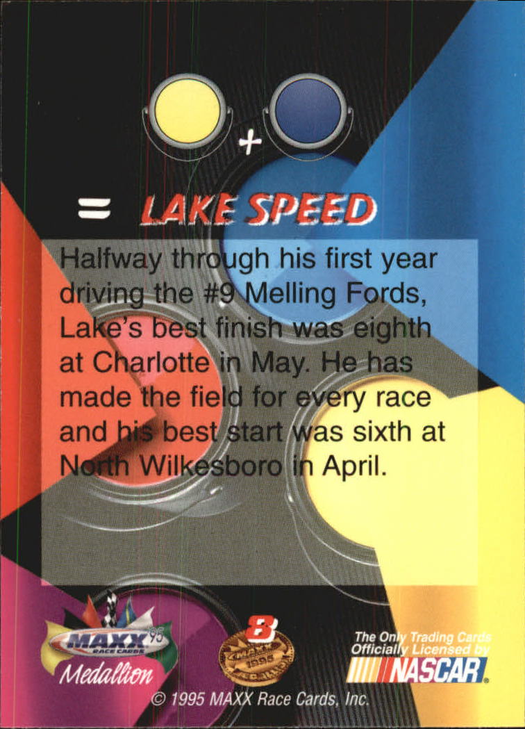 1995 Maxx Medallion #8 Lake Speed back image