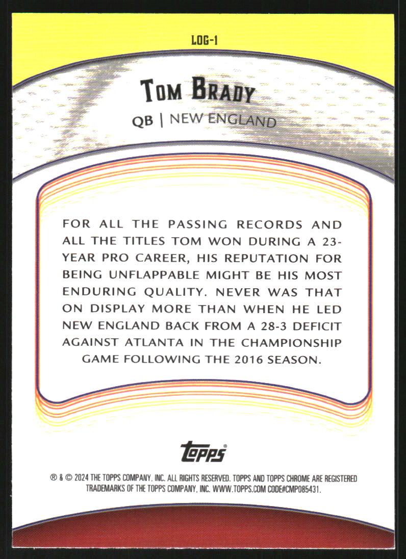 2024 Topps Chrome Legends of the Gridiron Pink Refractors #LOG1 Tom Brady