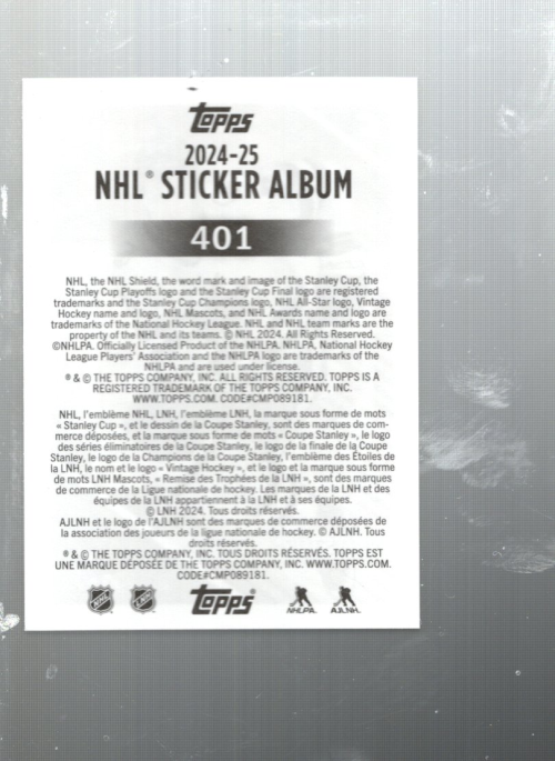 B6439-2024-25 Topps Sticker Hockey Karten 401-600 -Sie wählen- 15+ KOSTENLOSER US-VERSAND - Bild 3 von 9