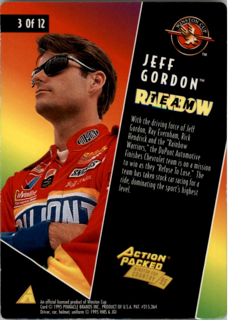 1995 Action Packed Country Team Rainbow #3 Jeff Gordon w/Crew back image