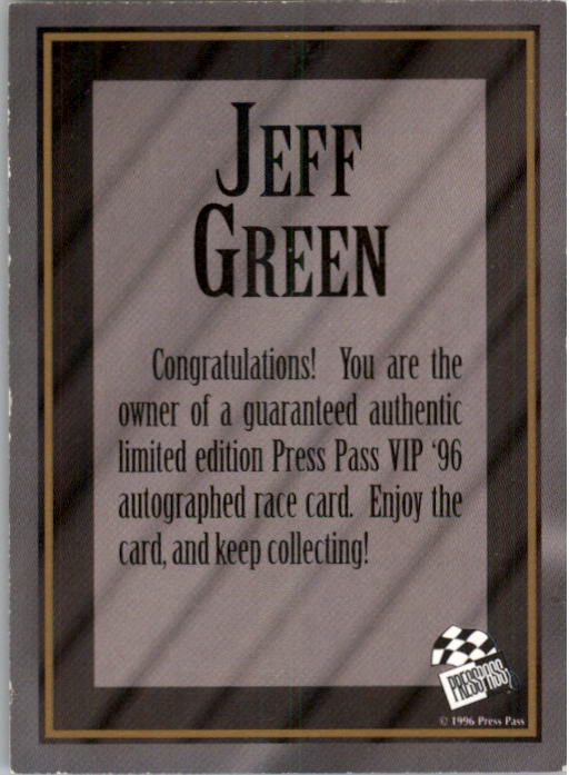1996 VIP Autographs #10 Jeff Green back image