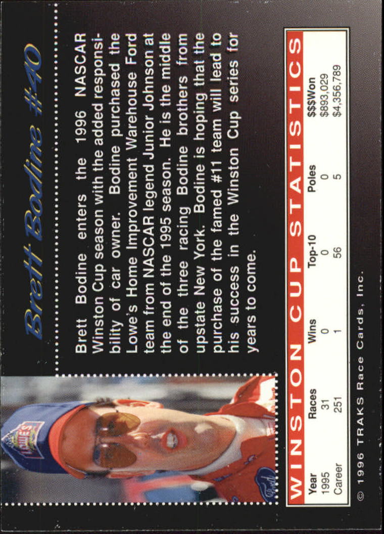 1996 Traks Review and Preview First Run #40 Brett Bodine - NM-MT