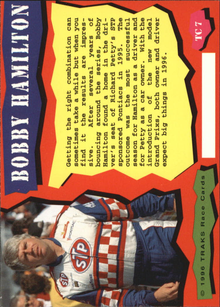 1996 Traks Review and Preview Triple-Chase #TC7 Bobby Hamilton back image