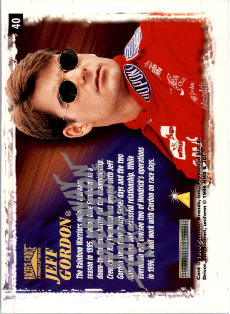 1996 Racer's Choice Speedway Collection Artist's Proofs #40 Jeff Gordon's Car back image