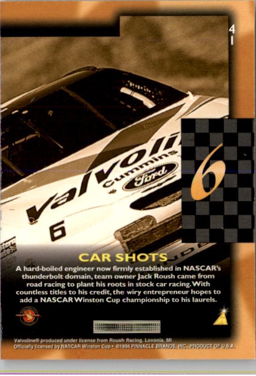 1996 Pinnacle #41 Mark Martin's Car back image