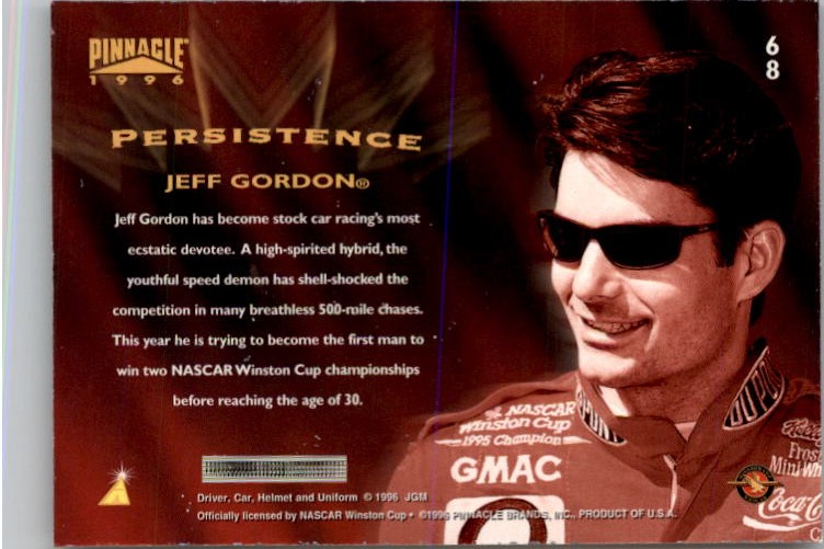 1996 Pinnacle #68 Jeff Gordon PER back image