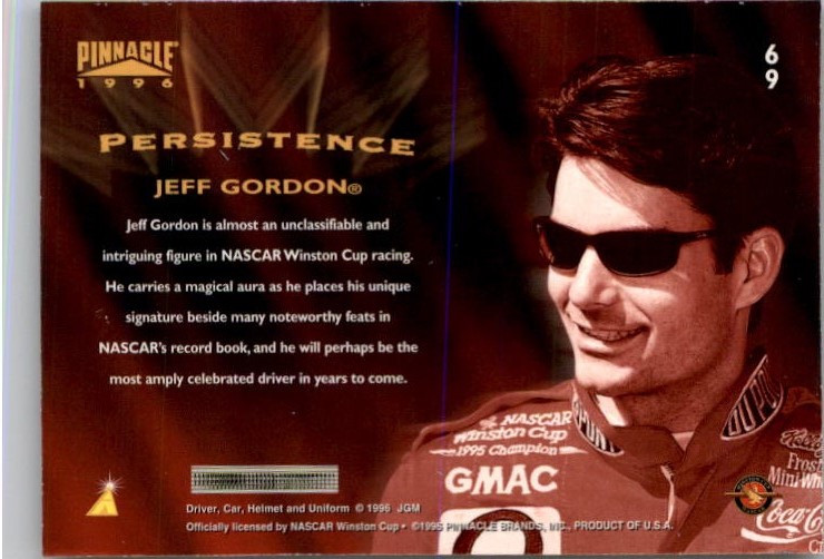 1996 Pinnacle #69 Jeff Gordon PER back image