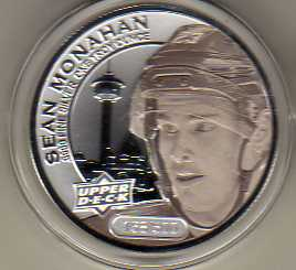 2017 Upper Deck Grandeur Hockey Coin Silver Black & White Sean Monahan Serial #158/500 - Calgary Flames