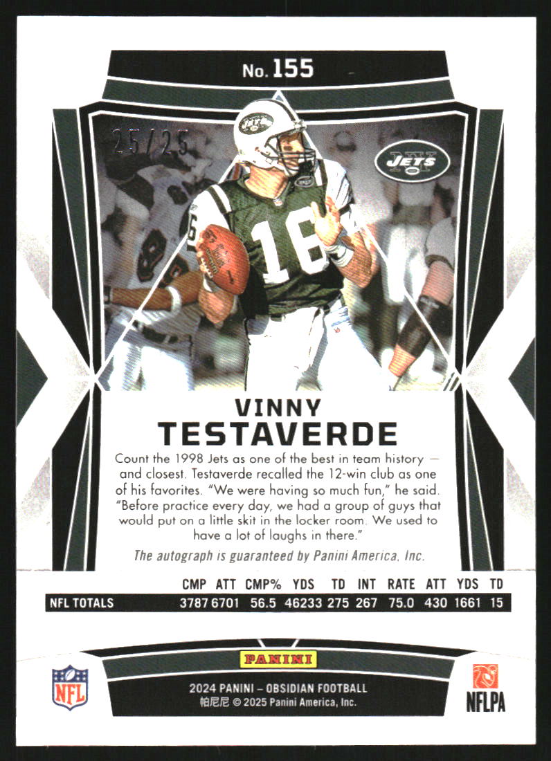 2024 Panini Obsidian Signatures Blue #155 Vinny Testaverde Auto /25