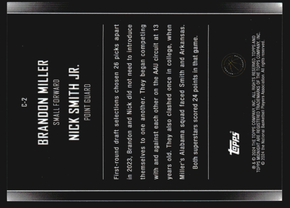 2023-24 Topps Midnight Constellations #C2 Brandon Miller/Nick Smith Jr.