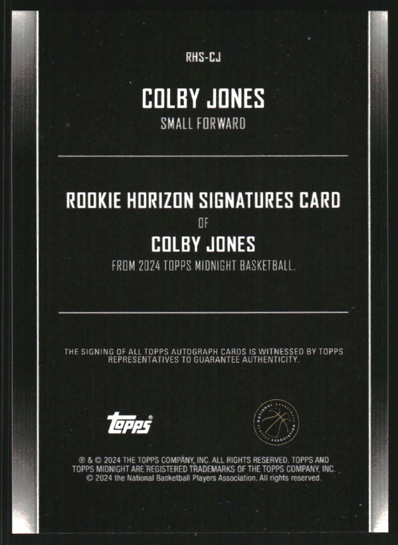 2023-24 Topps Midnight Rookie Horizon Signatures #RHSCJ Colby Jones Auto