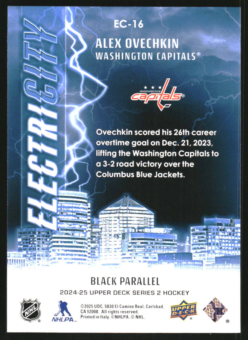 2024-25 Upper Deck ElectriCITY Black #EC16 Alex Ovechkin