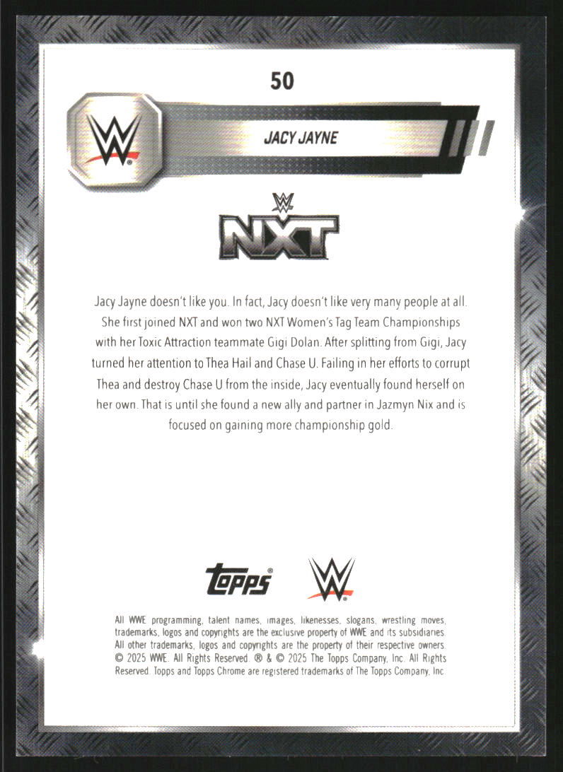 2025 Topps Chrome Sapphire Edition WWE Orange #50 Jacy Jayne on