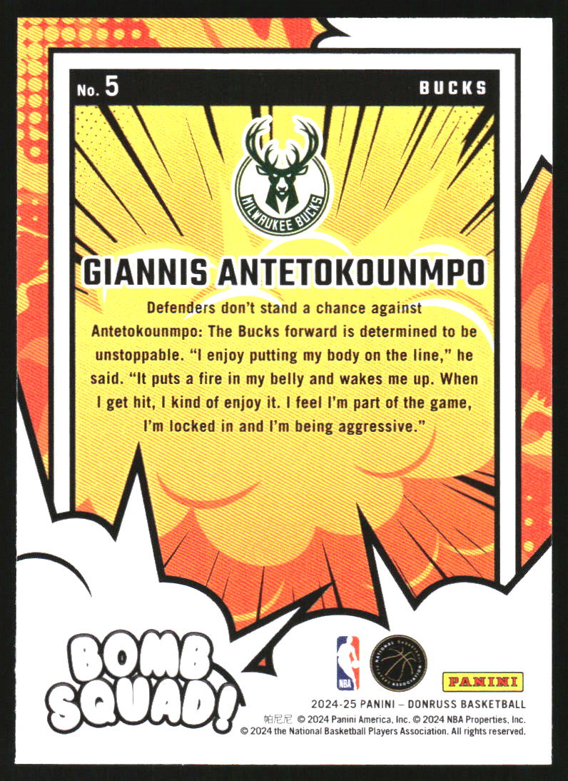 2024-25 Donruss Bomb Squad #5 Giannis Antetokounmpo