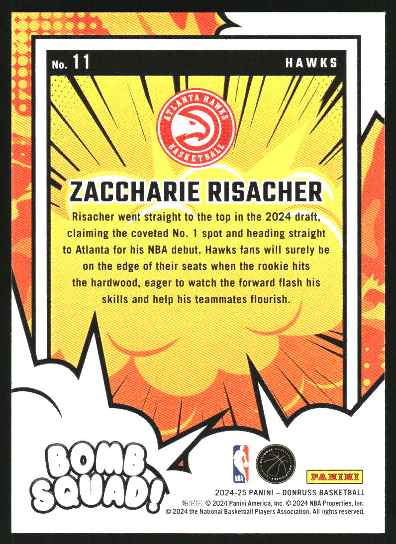 2024-25 Donruss Bomb Squad #11 Zaccharie Risacher