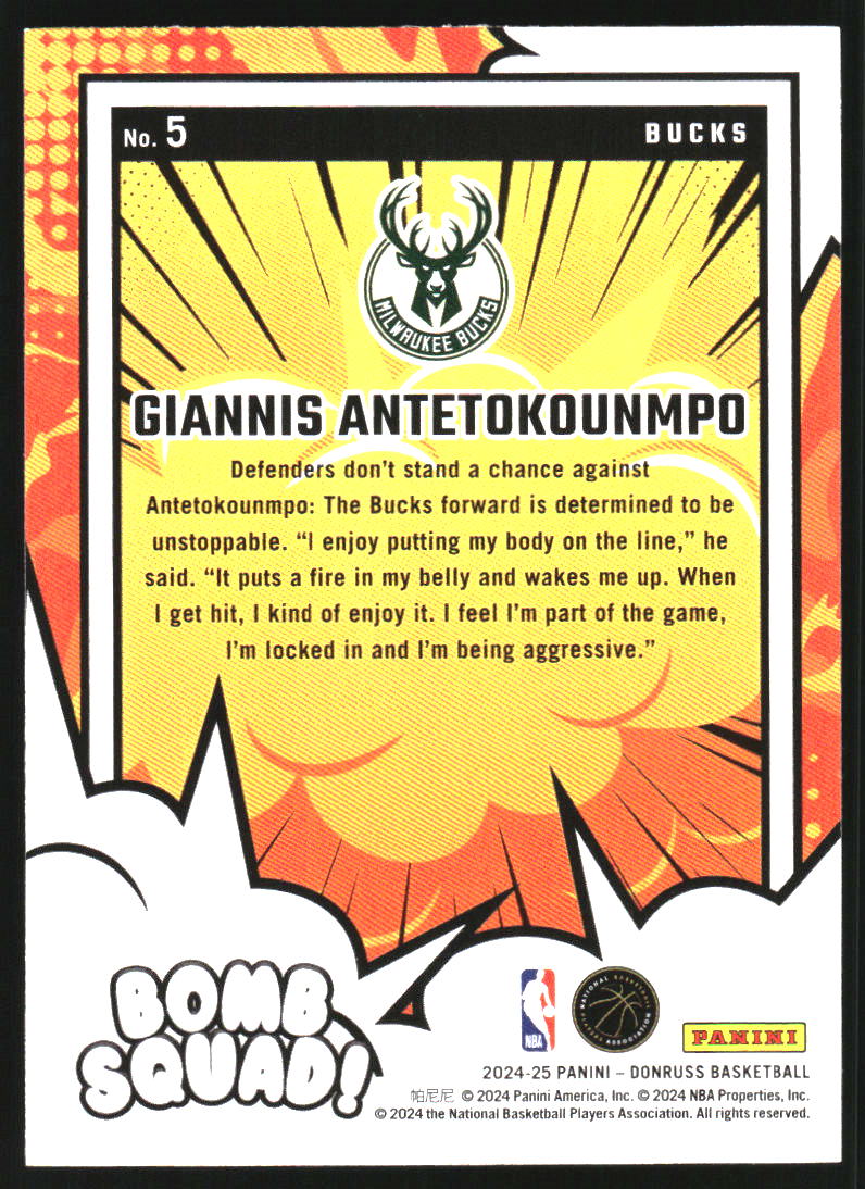 2024-25 Donruss Bomb Squad Winter #5 Giannis Antetokounmpo
