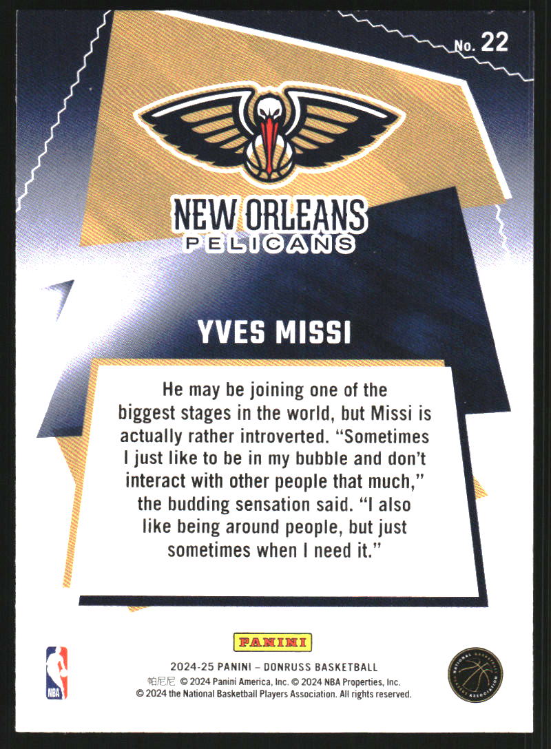 2024-25 Donruss Great X-Pectations Winter #22 Yves Missi on