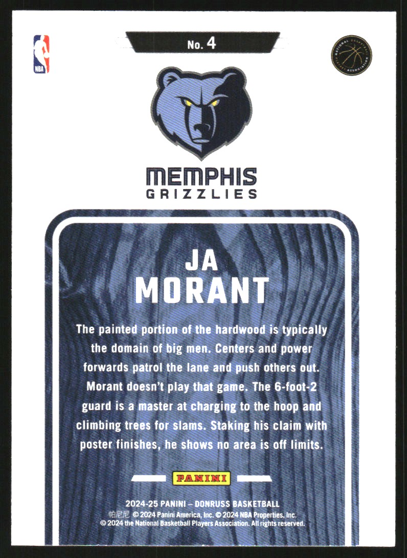 2024-25 Donruss Hardwood Masters #4 Ja Morant