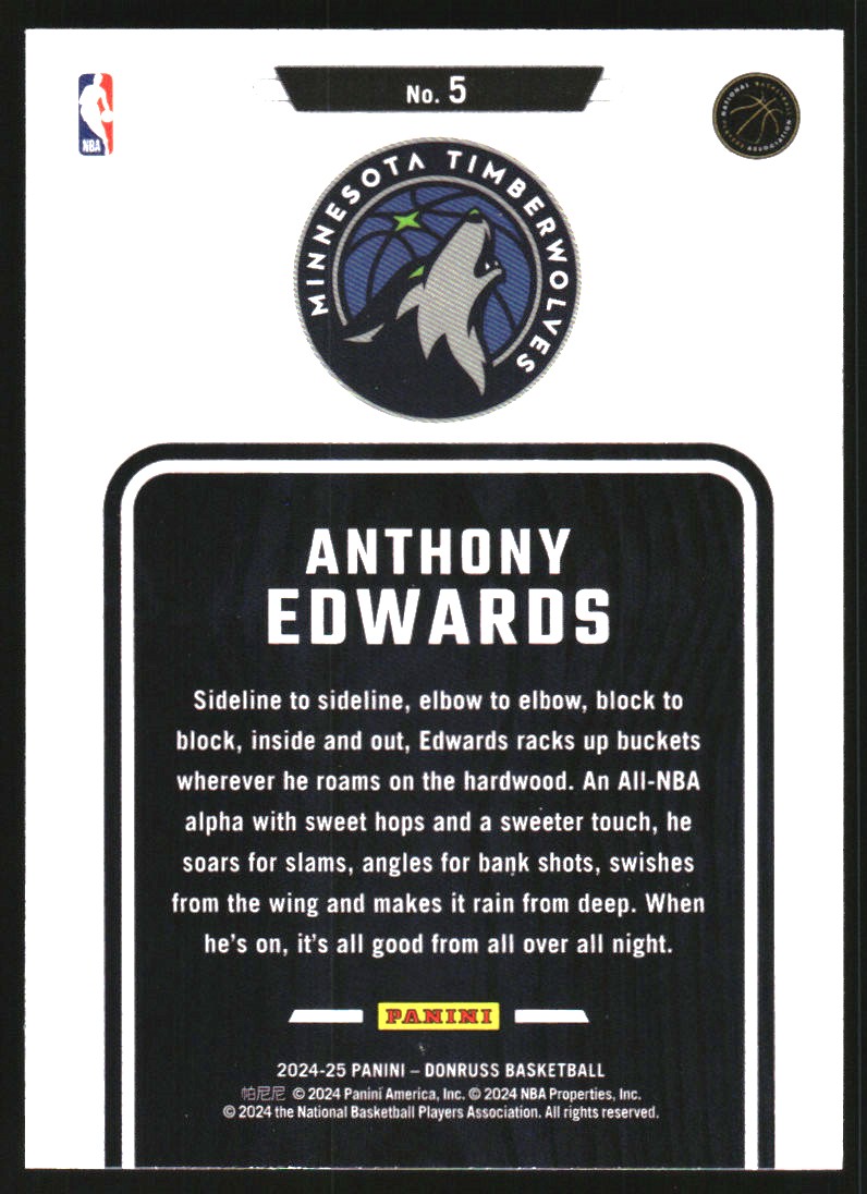 2024-25 Donruss Hardwood Masters #5 Anthony Edwards