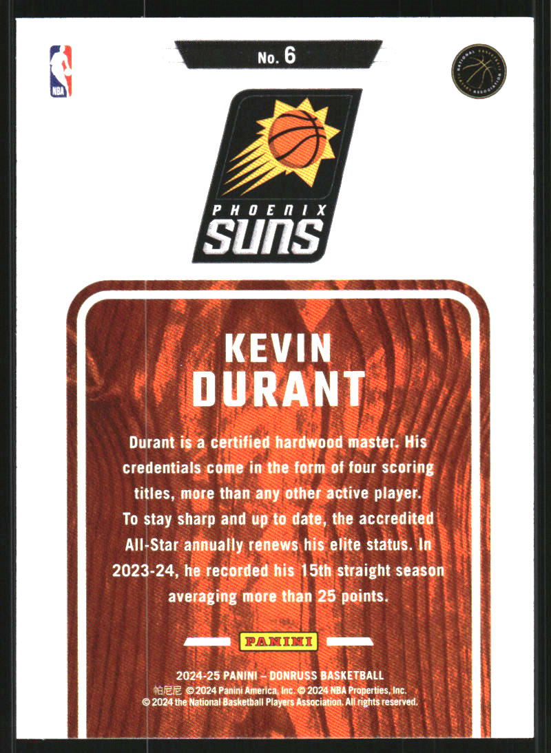 2024-25 Donruss Hardwood Masters #6 Kevin Durant