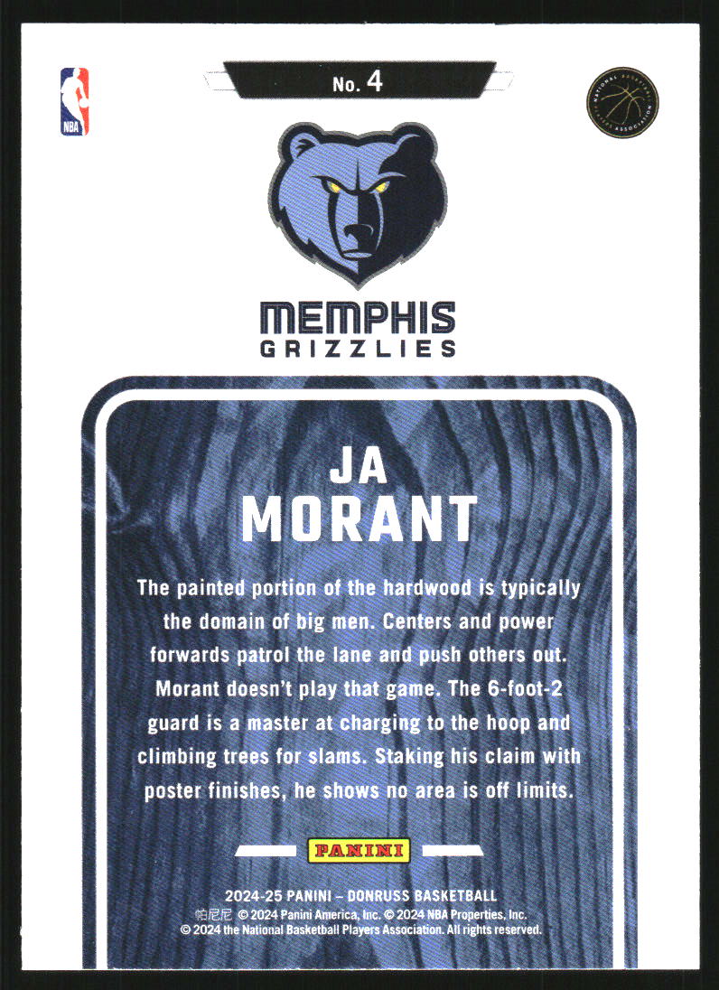 2024-25 Donruss Hardwood Masters Diamond #4 Ja Morant
