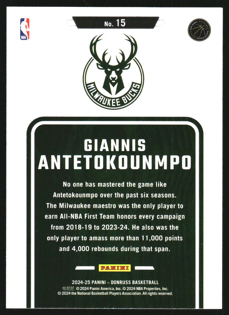 2024-25 Donruss Hardwood Masters Diamond #15 Giannis Antetokounmpo