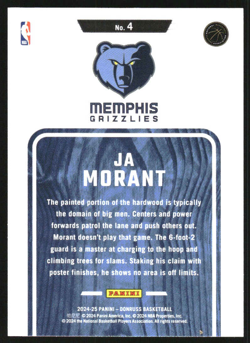 2024-25 Donruss Hardwood Masters Press Proof #4 Ja Morant