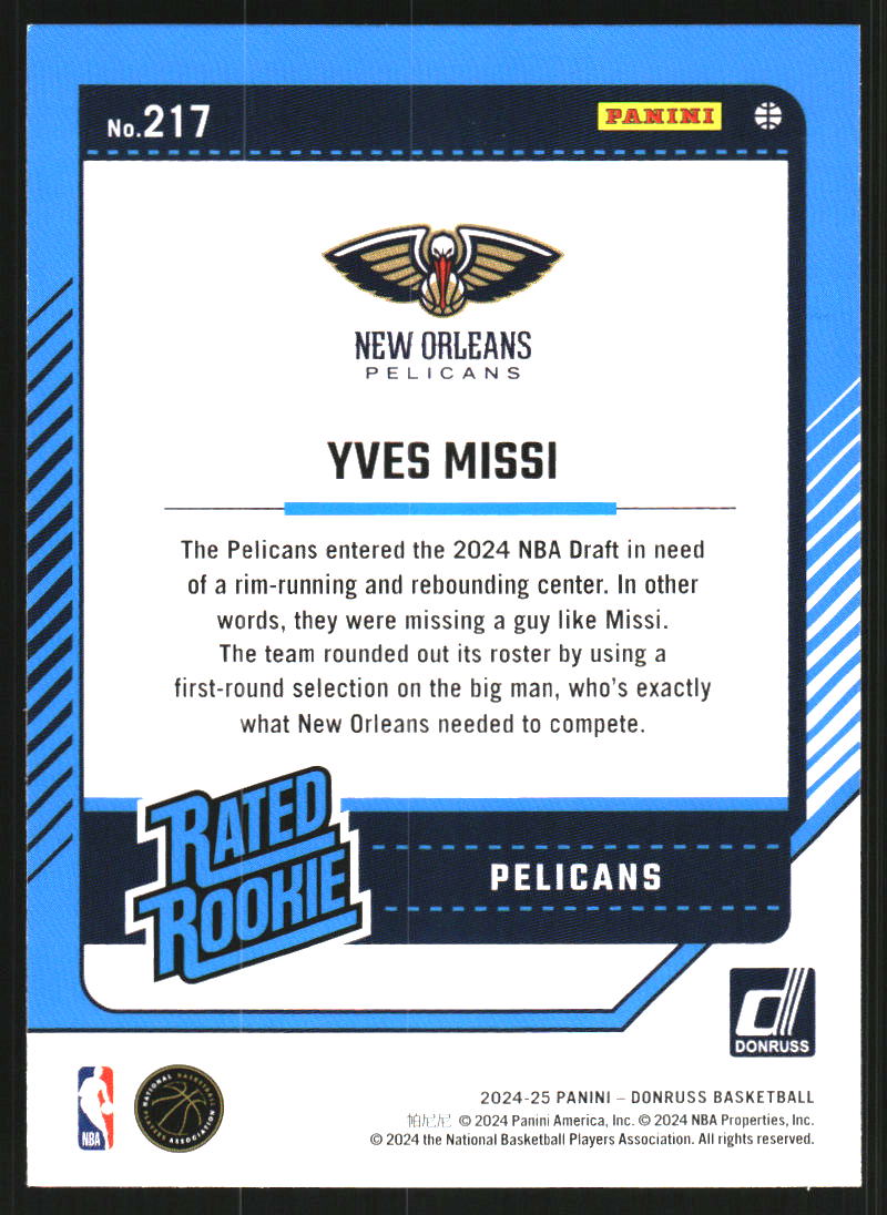 2024-25 Donruss Yellow Flood #217 Yves Missi RR on Fanatics Collect