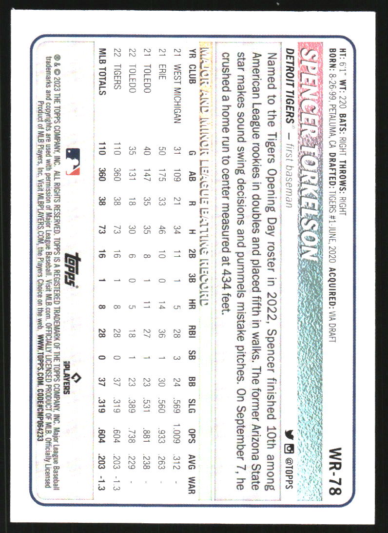 2023 Topps Big League Wrapper Redemption Silver Foil #WR78 Spencer Torkelson /199