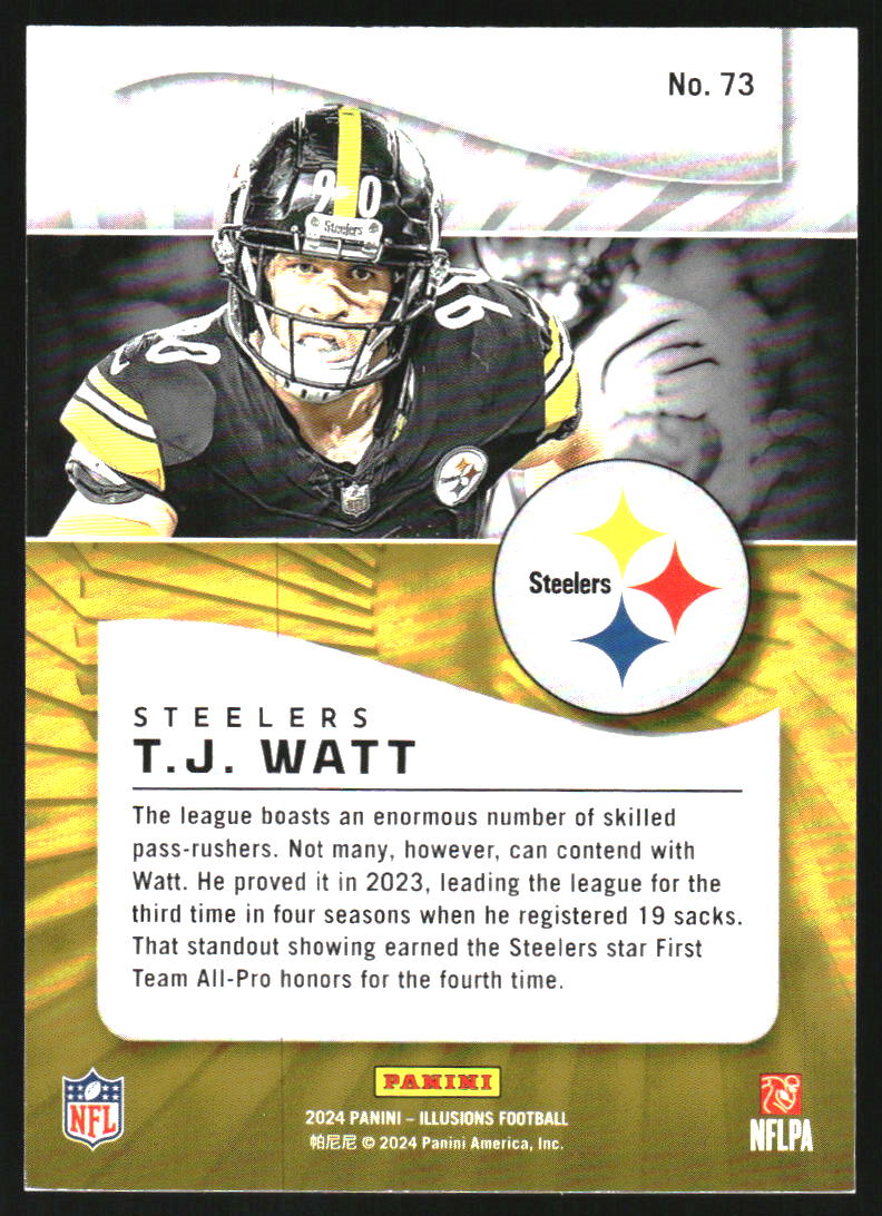 2024 Panini Illusions Trophy Collection Yellow Diamond #73 T.J. Watt